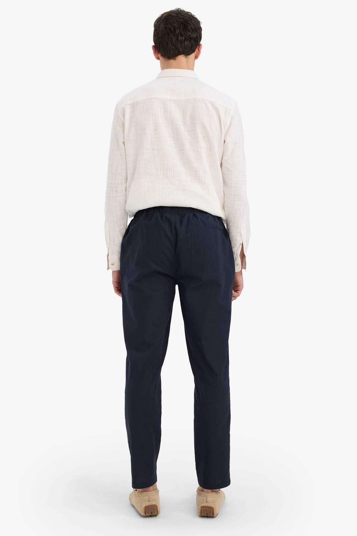 DeFacto %100 Pamuk Jogger Fit Beli Bağcıklı Lastikli Dar Paça Cepli Pantolon Z6475AZ24SP görsel 7