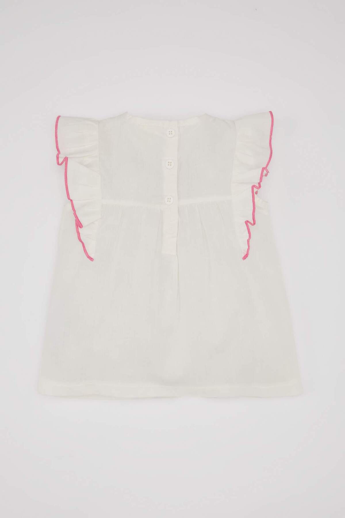 Defacto Bisiklet Yaka Vual Kısa Kollu Gömlek Kız Bebek C5188A524SM fotoğrafı 4 (önizleme)