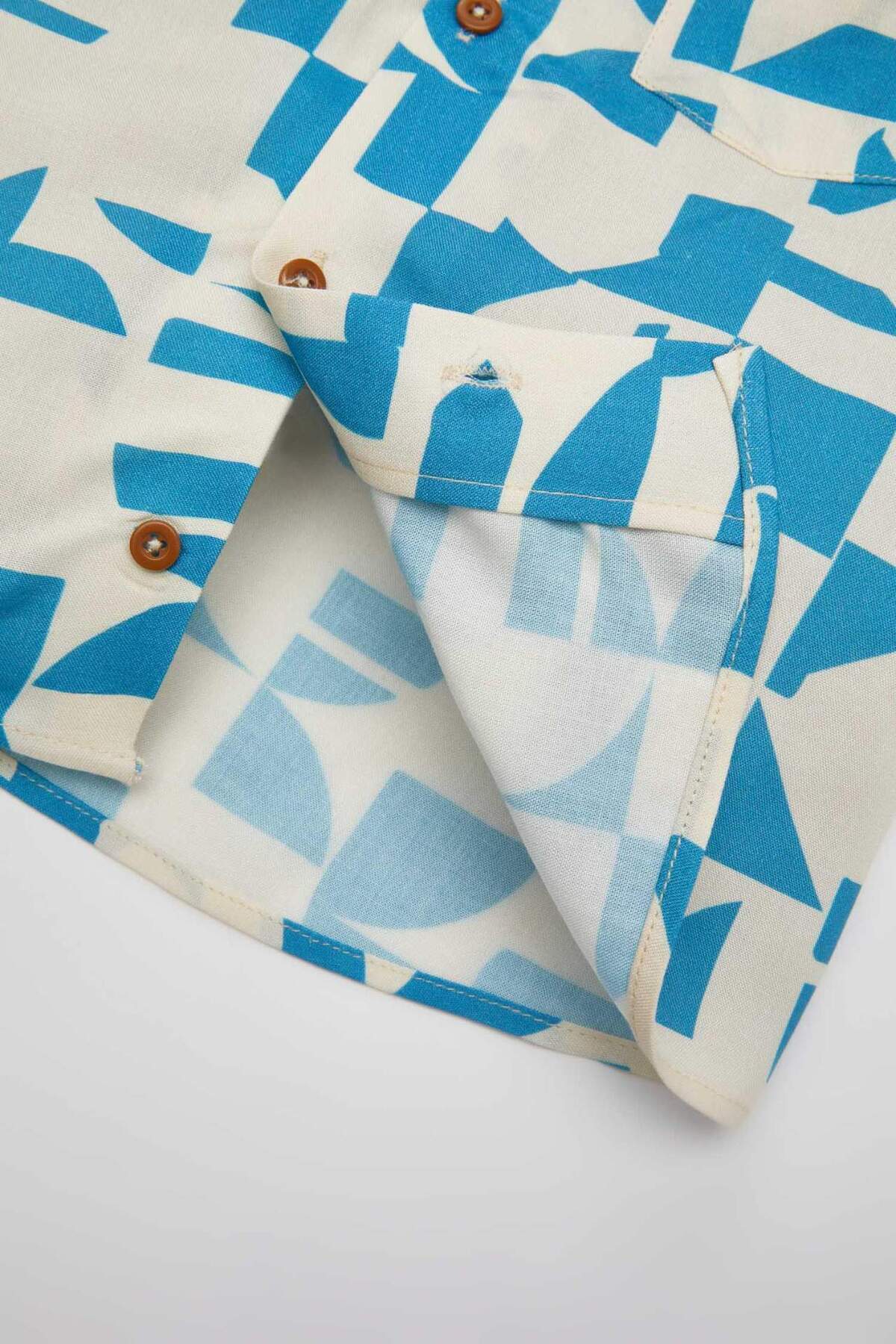 Defacto Desenli Apaş Yaka Kısa Kollu Gömlek Erkek Bebek C5242A524SM fotoğrafı 3 (önizleme)