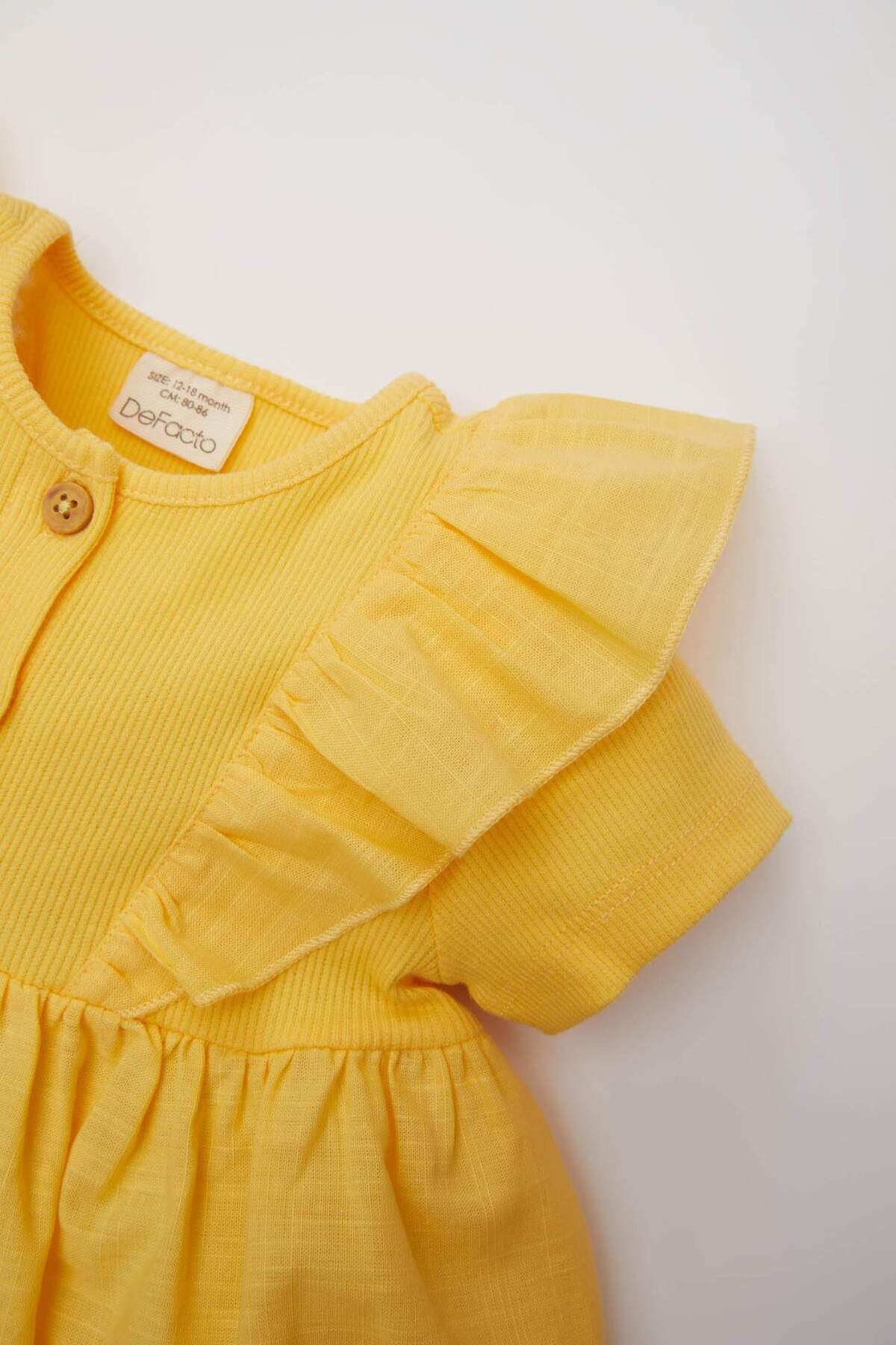 Defacto Kısa Kollu Fitilli Kaşkorse Elbise Kız Bebek C2520A524SM fotoğrafı 3 (önizleme)