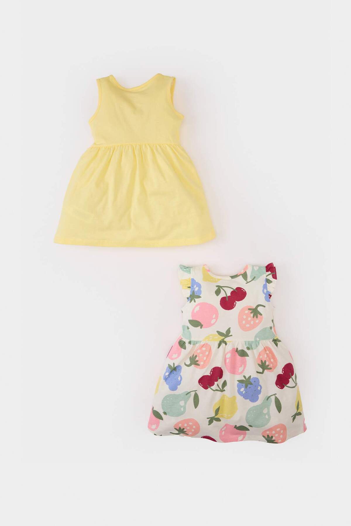 Defacto Desenli Kısa Kollu 2'li Yazlık Elbise Kız Bebek C0071A524SM fotoğrafı 4 (önizleme)