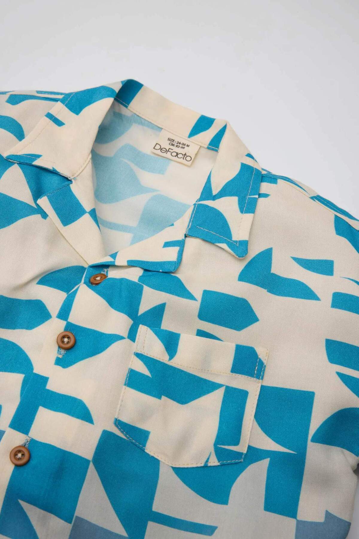 Defacto Desenli Apaş Yaka Kısa Kollu Gömlek Erkek Bebek C5242A524SM fotoğrafı 2 (önizleme)