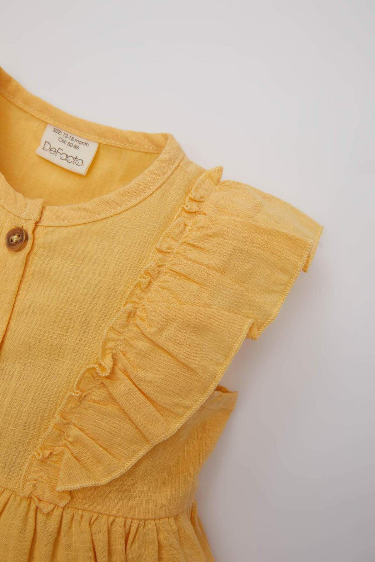 Defacto Kız Bebek Kolsuz Keten Görünümlü Elbise Z5119A224SM fotoğrafı 5 (önizleme)
