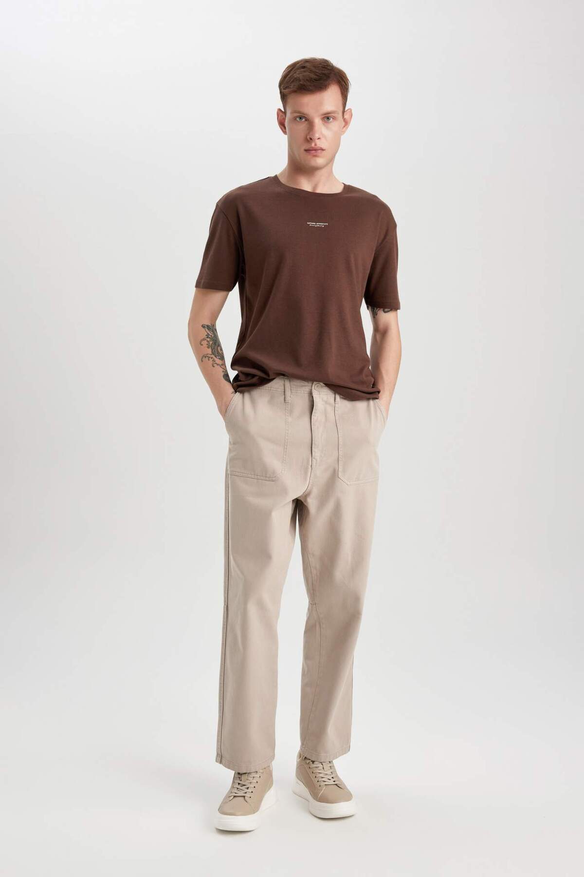 Defacto Gabardine Trousers Baggy Fit Pocket Straight Leg B4762Ax24Sp