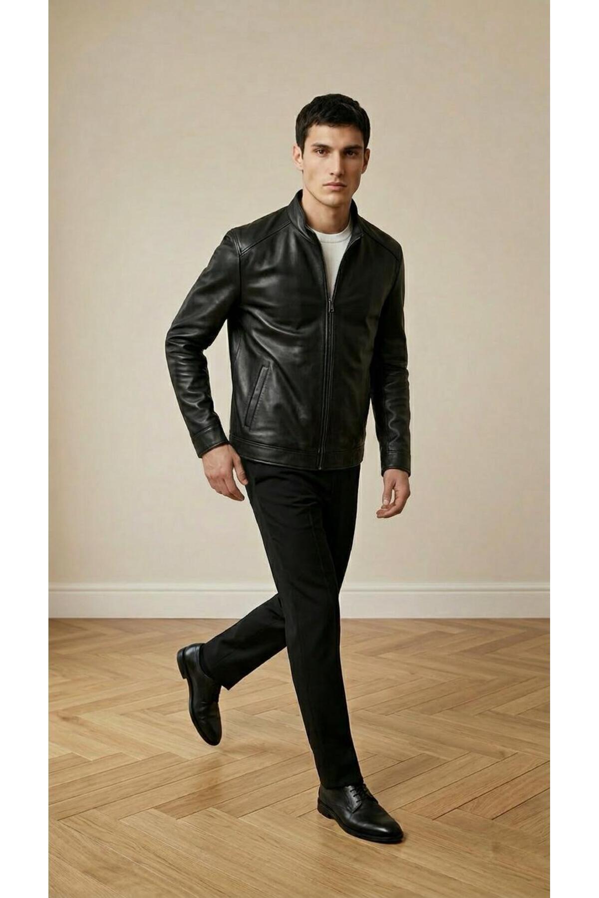 Dynamo  Erkek Hakim Yaka Kuzu Derisi Mont - Görsel 3
