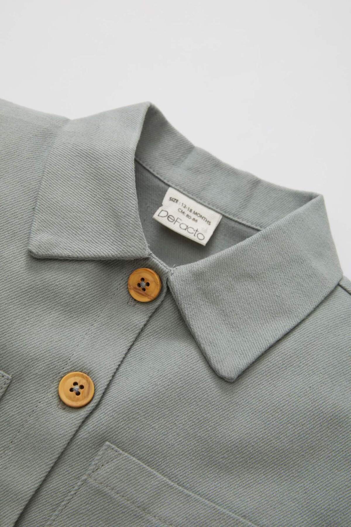 Defacto Cepli Gabardin Uzun Kollu Gömlek Kız Bebek B9654A524SP fotoğrafı 5 (önizleme)