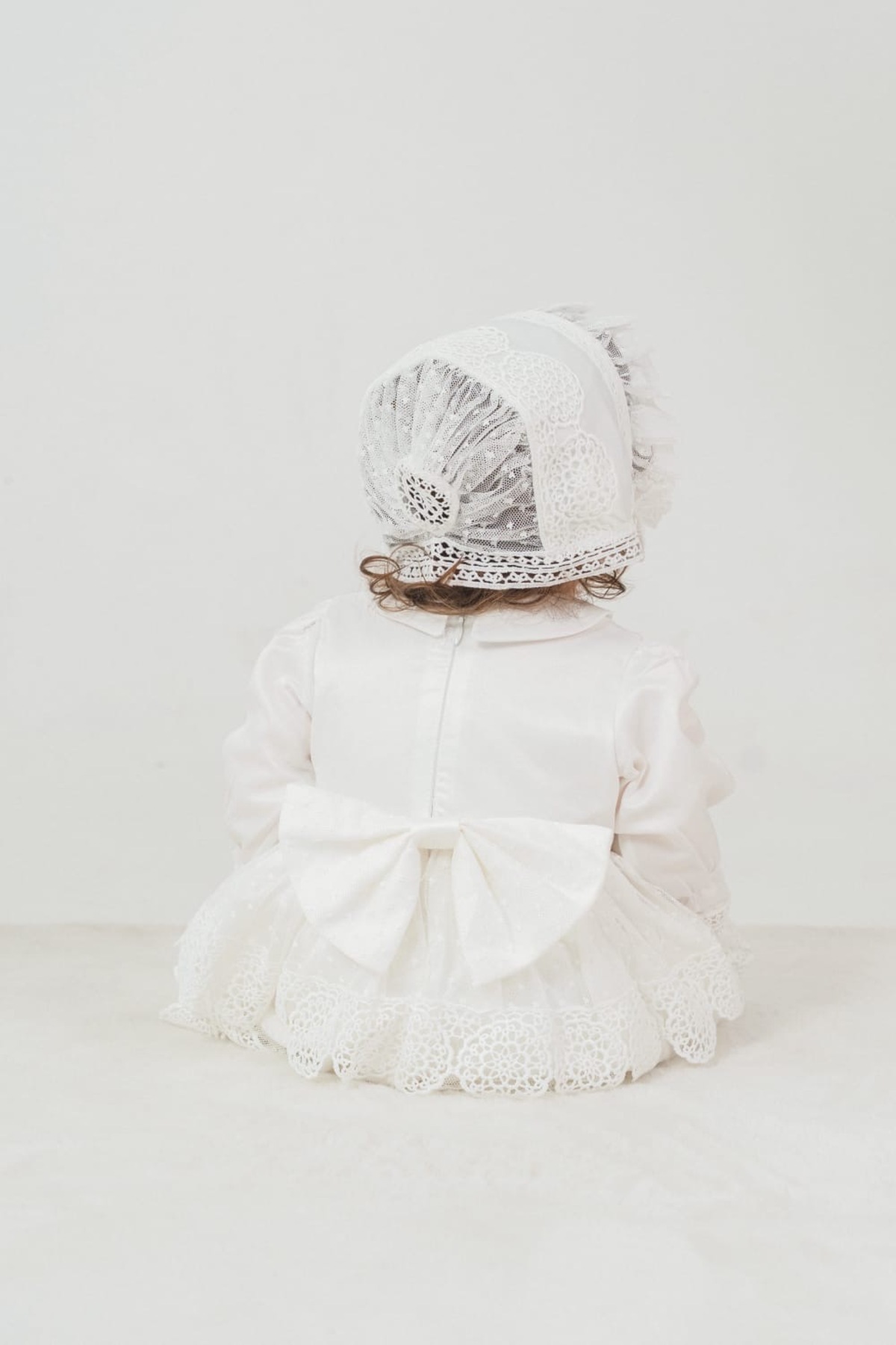 Panfilia Kız Bebek Güpürlü / Dantelli 4'lü Mevlüt Düğün Elbise Seti fotoğrafı 2 (önizleme)