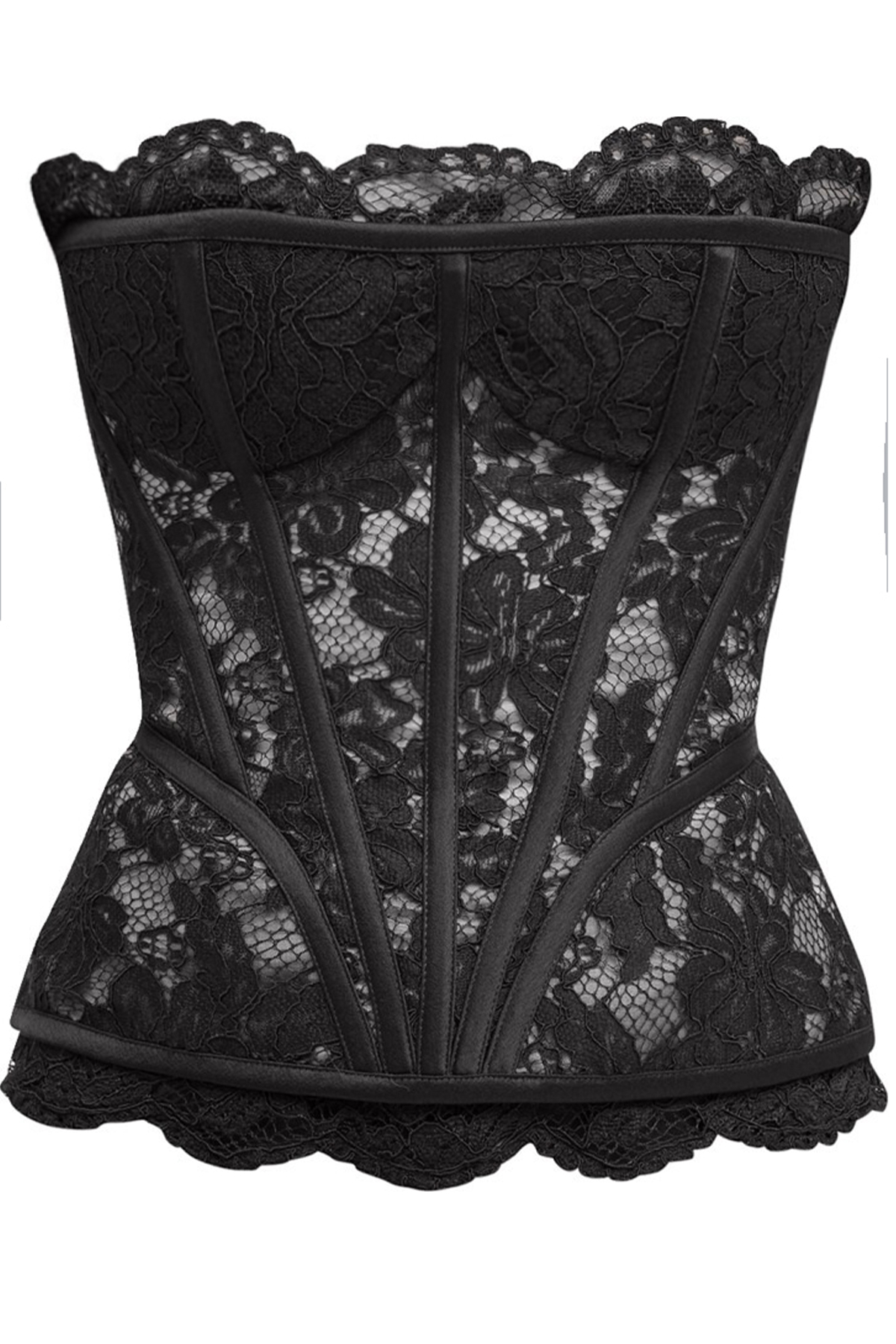 FASHION COCKTAIL  Feminen Kabarık Hacim Bel Detaylı Transparan Vintage Dantel Parti Gece Bluz Crop - Görsel 6