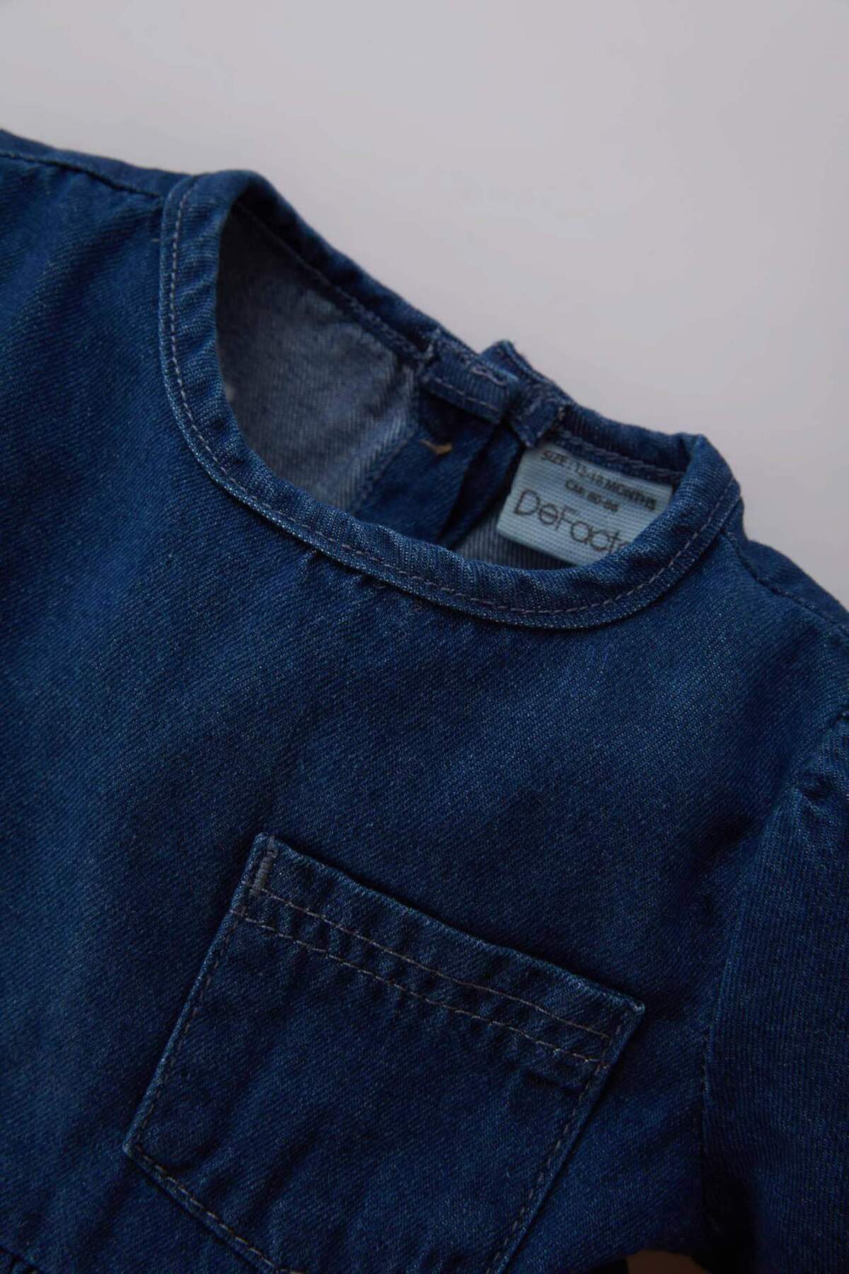 Defacto Uzun Kollu Jean Elbise Kız Bebek B8158A524SP fotoğrafı 2 (önizleme)