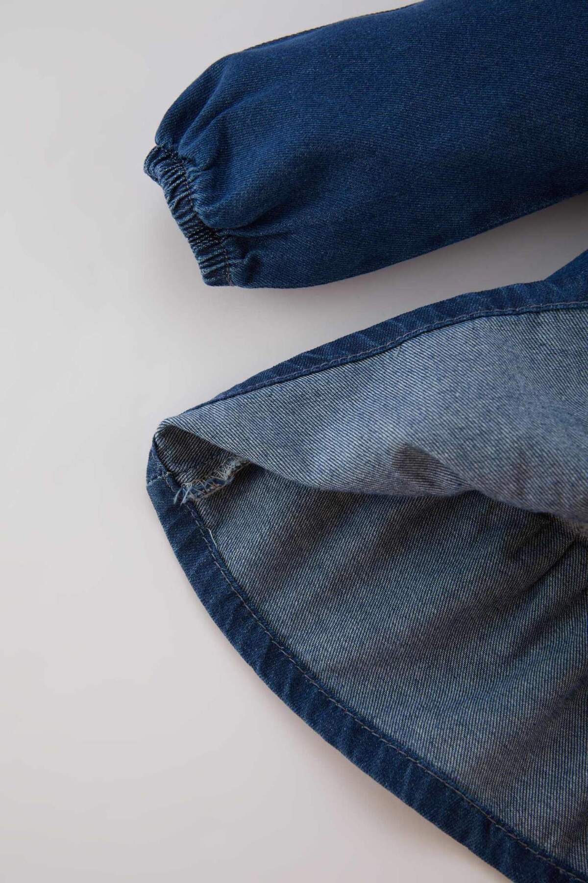 Defacto Uzun Kollu Jean Elbise Kız Bebek B8158A524SP fotoğrafı 4 (önizleme)