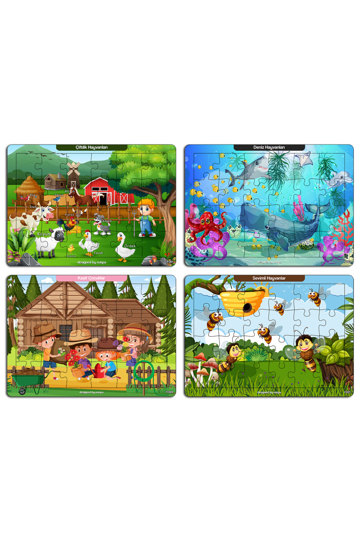 kutuTR Notpa Çocuklar İçin 24 Parça Eğitici Ve Öğretici Ahşap Renkli Puzzle 4lü Set 1 fotoğrafı 4 (önizleme)