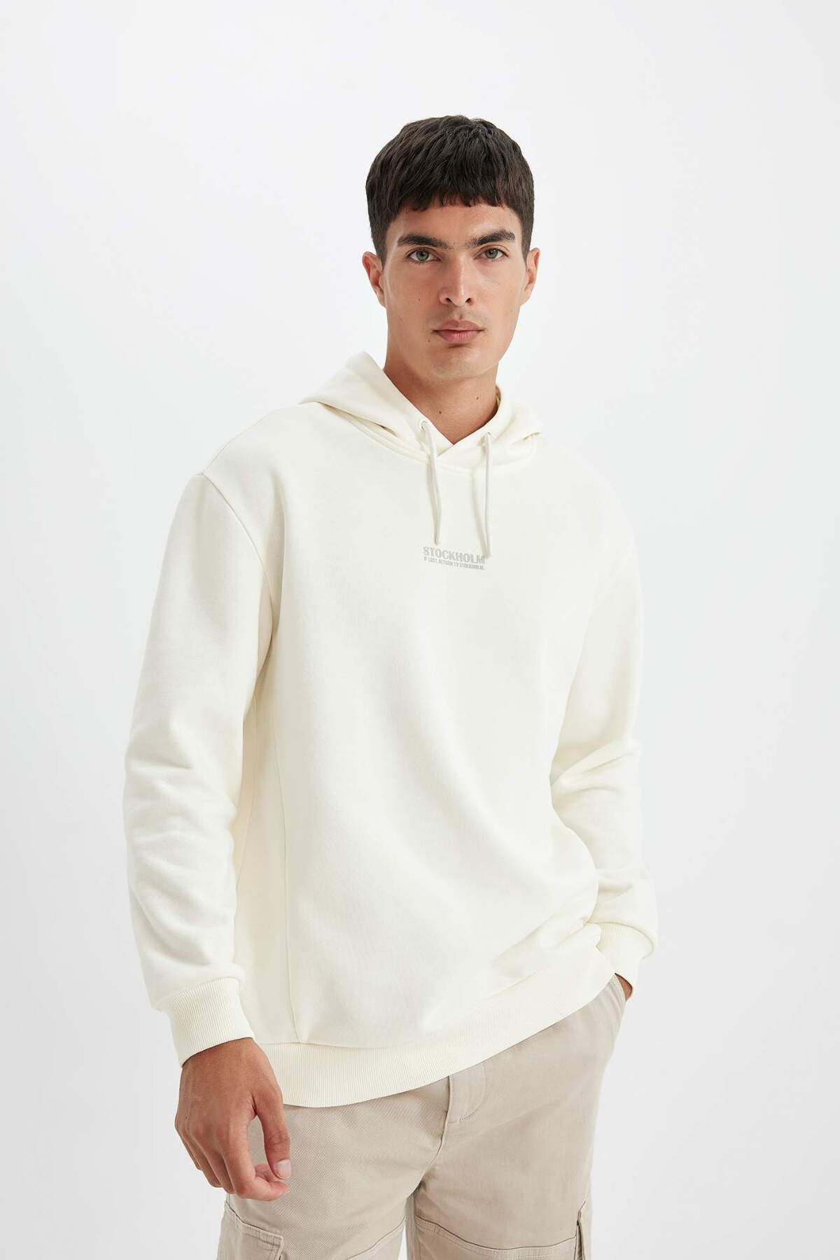 Relax Fit Kapüşonlu Baskılı Sweatshirt Y9652AZ23WN — اکرو — تصویر 4 از 6