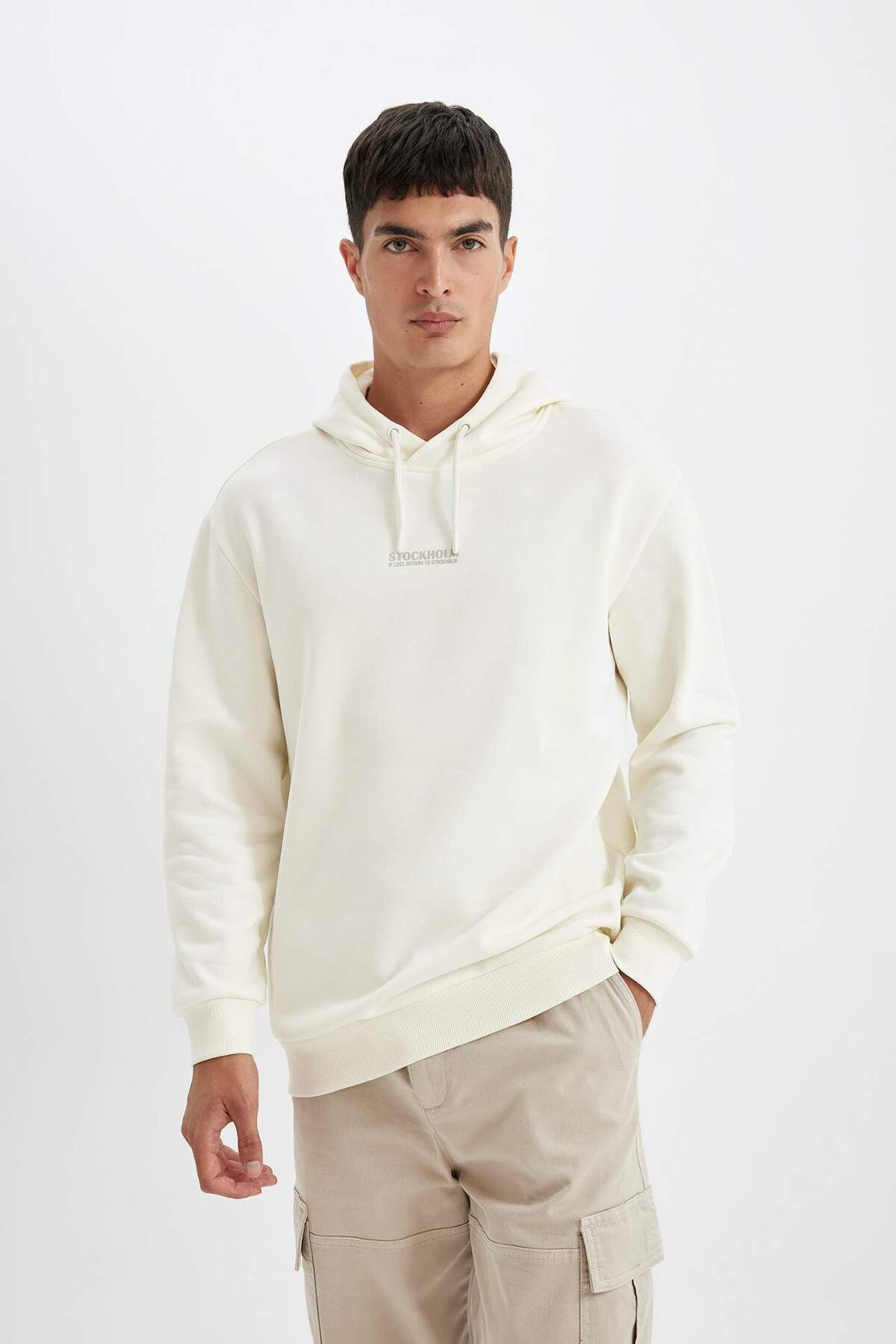 Relax Fit Kapüşonlu Baskılı Sweatshirt Y9652AZ23WN — اکرو — تصویر 3 از 6