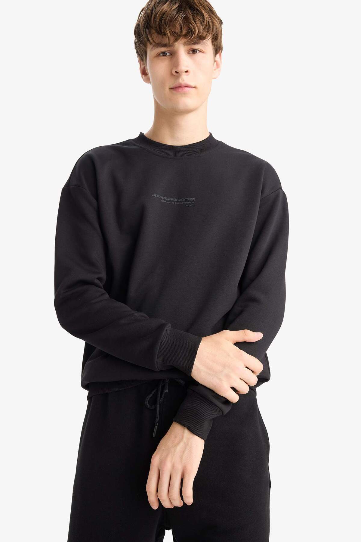 Defacto  Boxy Fit Bisiklet Yaka Baskılı Sweatshirt X8282AZ23AU