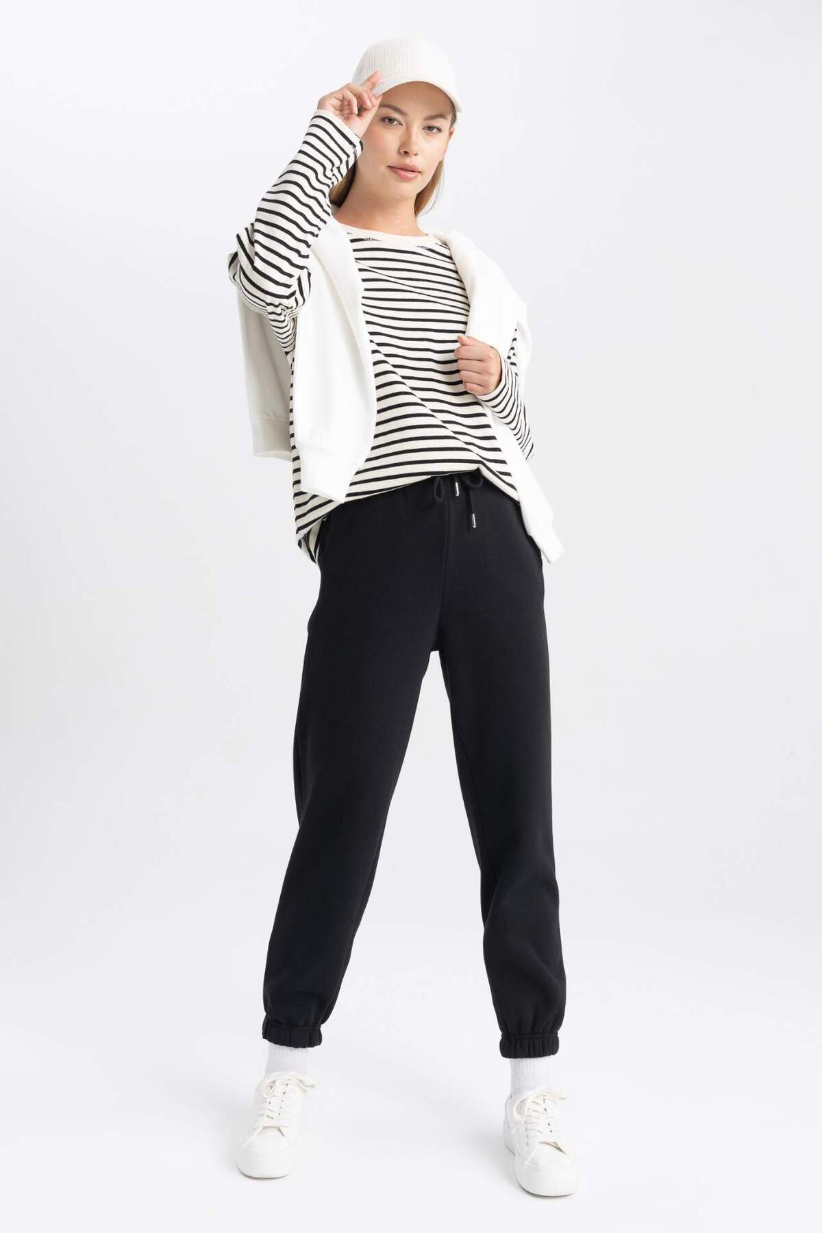 DeFacto Jogger Fit Basıc Düz Kalın Sweatshirt Kumaşı Pantolon W1505AZ23WN görsel 3