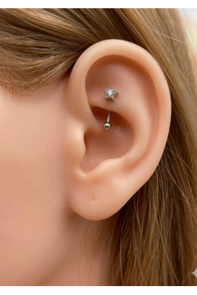 kurukafagift Çelik Yıldız Figürlü Kıkırdak Rook Piercing Parlak Zirkon Taşlı ...