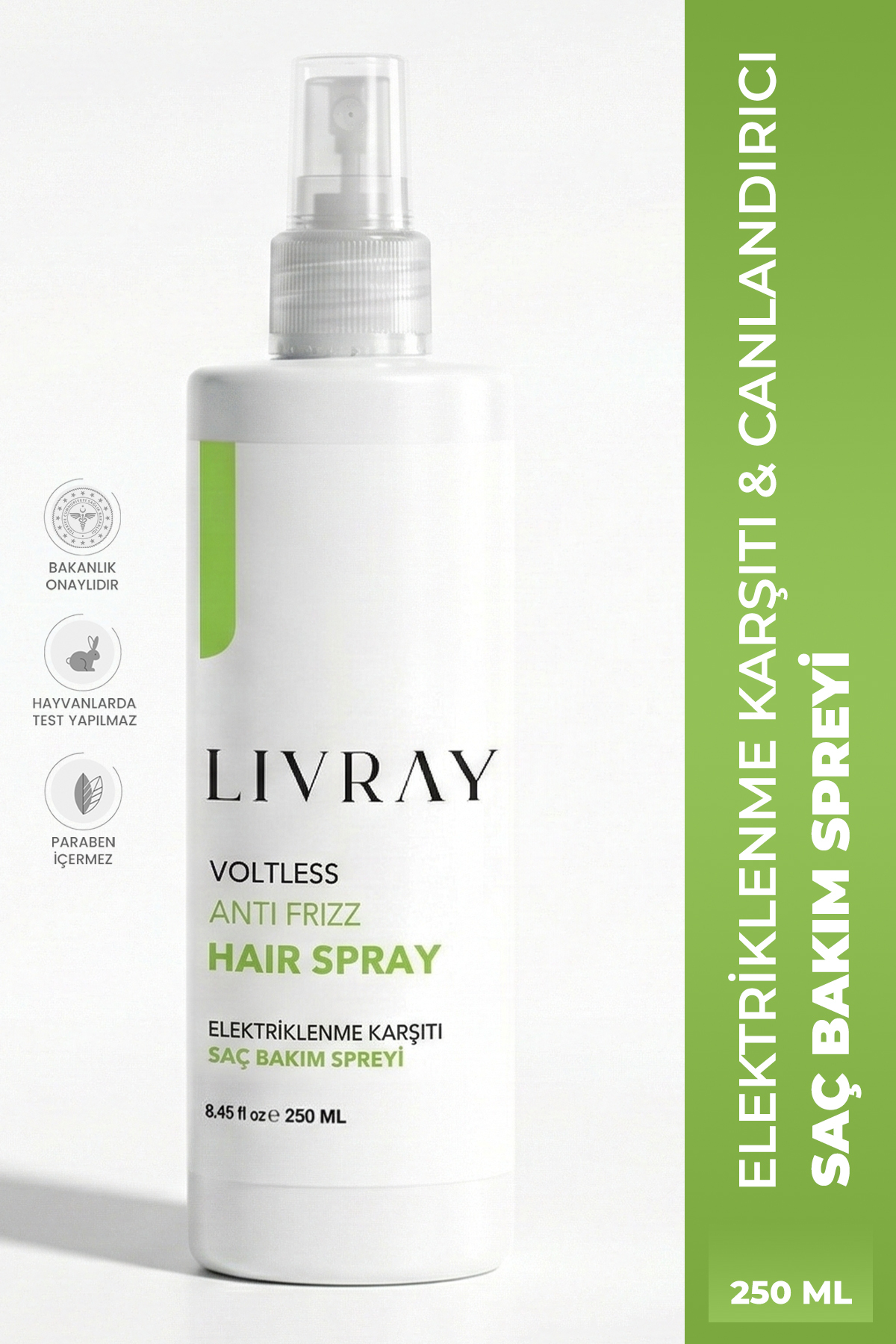 Livray Elektriklenme Karşıtı & Kabarma Önleyici & Canlandırıcı Saç Bakım Spreyi (250 ML) — 8684091010197