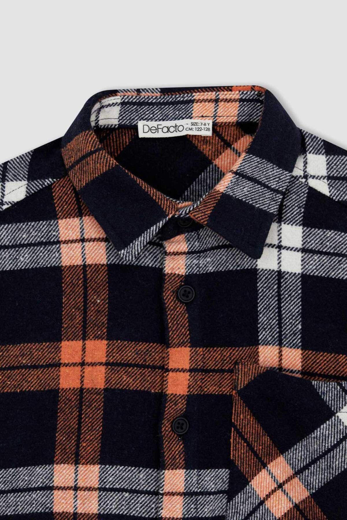 Defacto Erkek Çocuk Oversize Flanel Uzun Kollu Gömlek Z1000A623SP fotoğrafı 7 (önizleme)