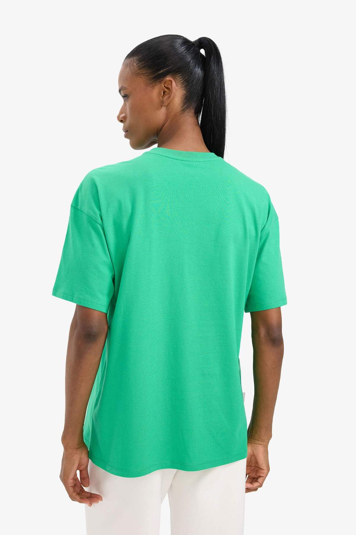 DeFacto %100 Pamuk NBA Wordmark Oversıze Tişört X2993AZ22SM görsel 6