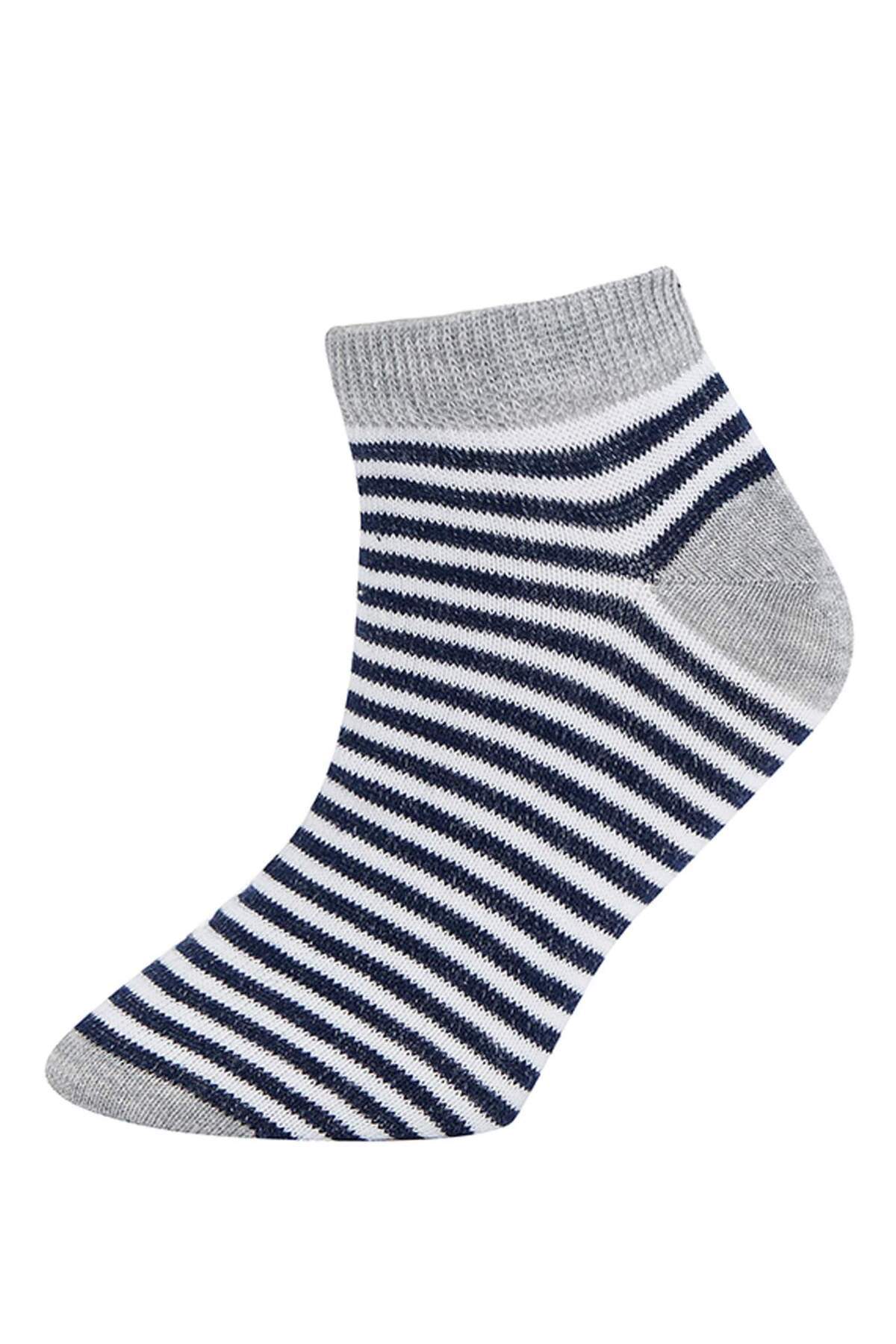 Defacto 5'li Pamuklu Çizgili Patik Çorap Erkek Çocuk N1919A6NS fotoğrafı 4 (önizleme)