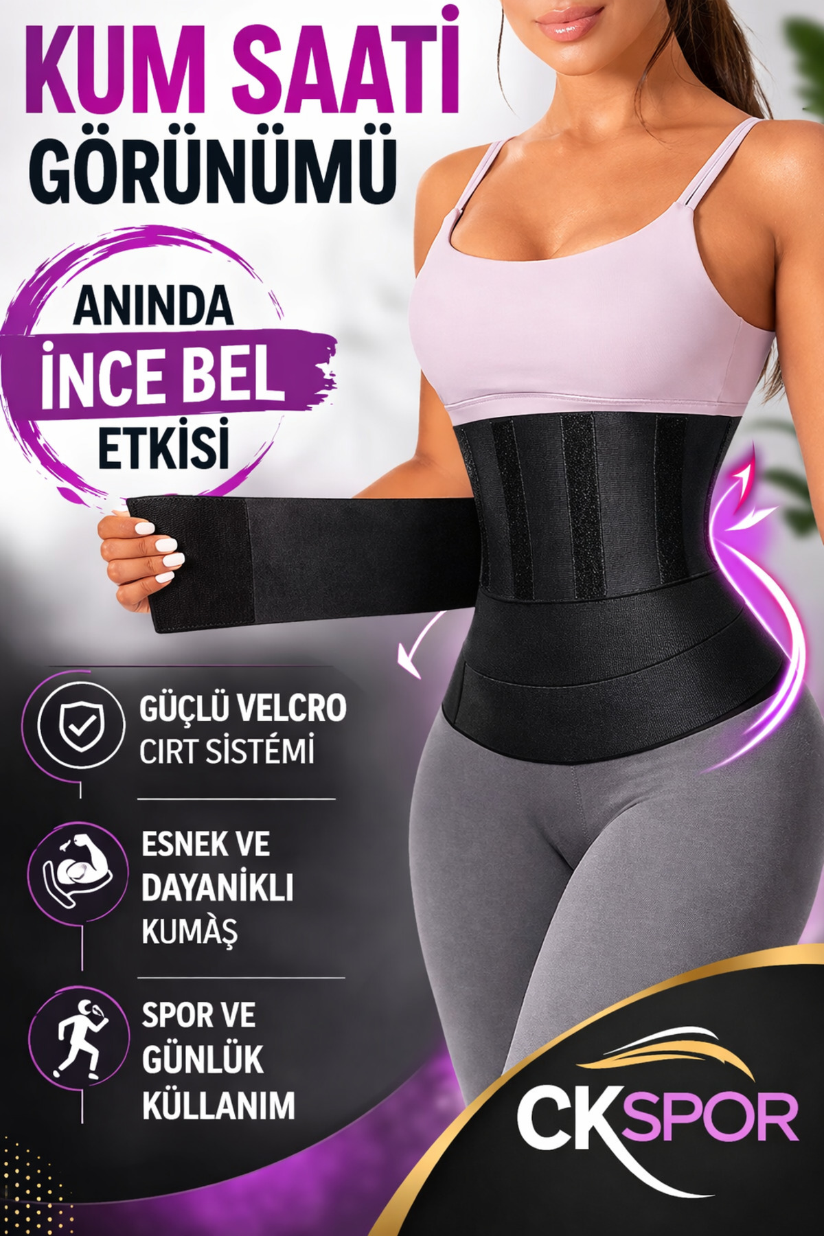 CKSpor Bel Inceltici Kum Saati Bel Korsesi Lohusa Göbek Korsesi Yağ Yakıcı Sıkılaştırıcı Bele Dolamalı