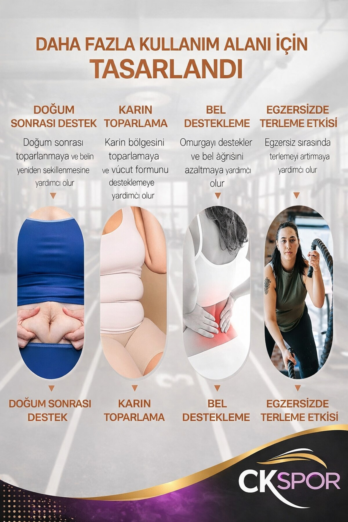 CKSpor Bel Inceltici Kum Saati Bel Korsesi Lohusa Göbek Korsesi Yağ Yakıcı Sıkılaştırıcı Bele Dolamalı fotoğrafı 3 (önizleme)