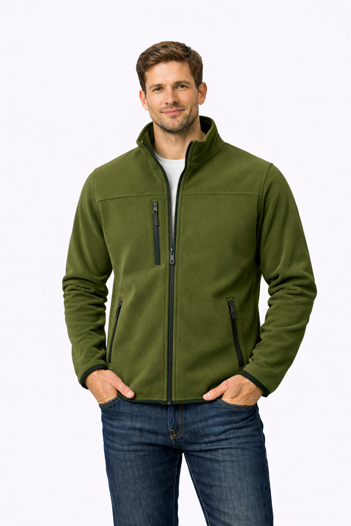 KaeLaurean  Erkek Anti-pilling Tüylenme Yapmayan Standart Fit Dik Yaka Soğuk Geçirmez Üç Cepli Fermuarlı Polar