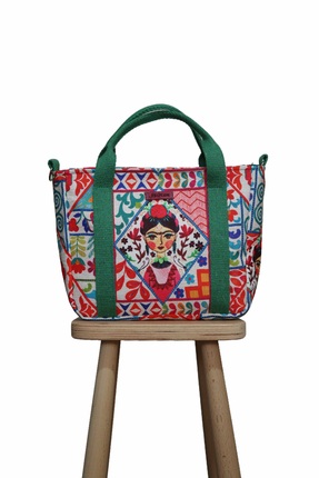 BUSRAKAZANCDESİGN Frida Kahlo Desenli Tote Bag El Ve Omuz Çantası