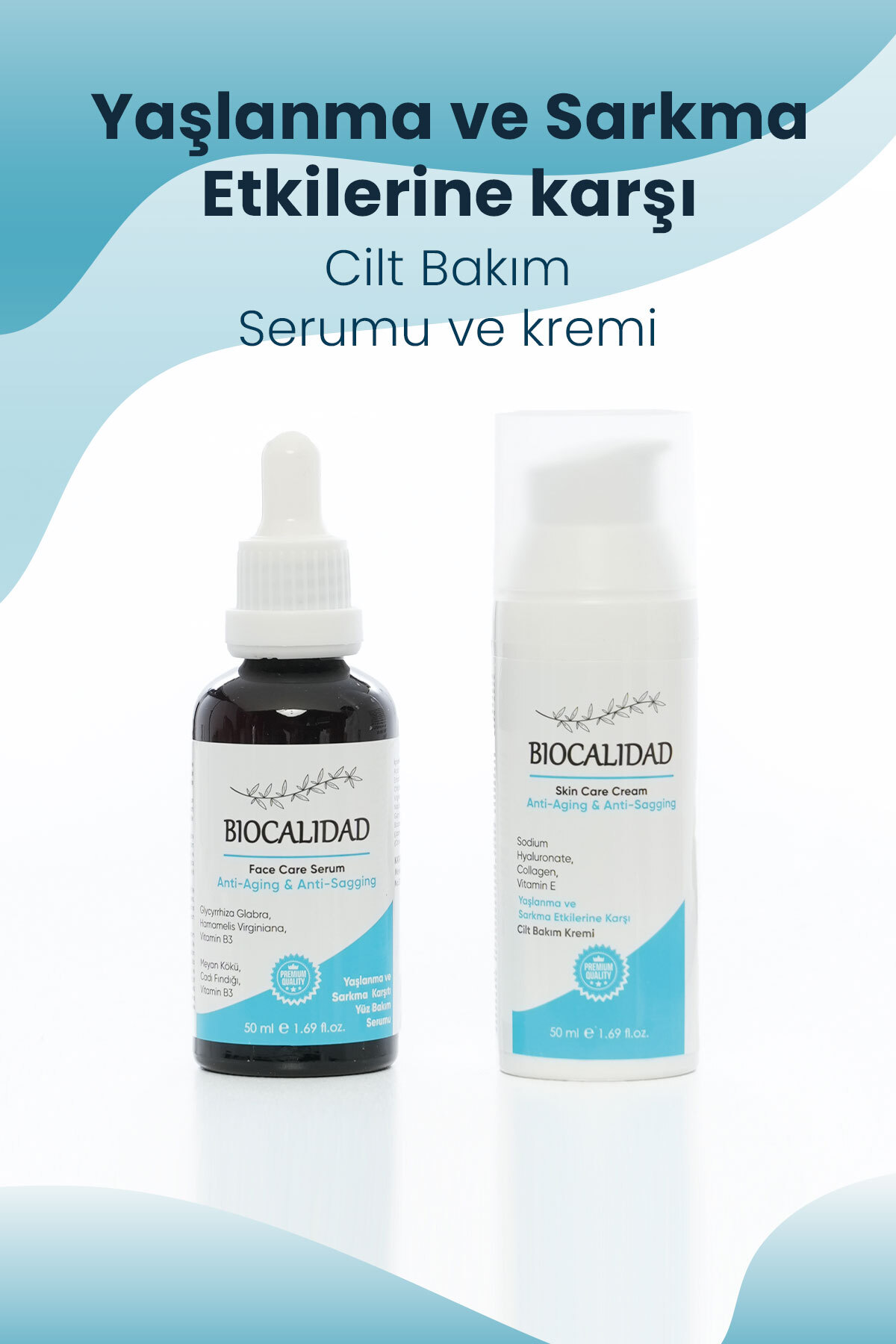 Yaşlanma ve Sarkma Karşıtı Krem ve Serum Seti 50ml + 50ml — yaşlanma — تصویر 2 از 5