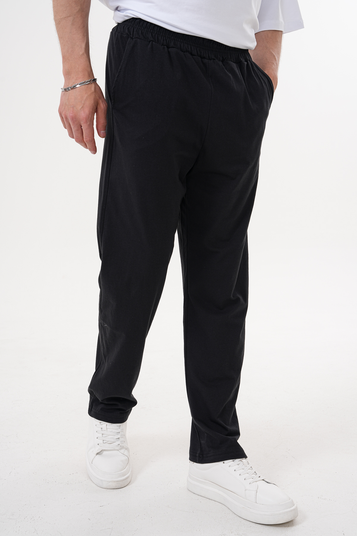 Arvin  Erkek Regular Fit Cepli Yumuşak Dokulu Comfort Siyah Yazlık Pijama Altı Eşofman - Görsel 3