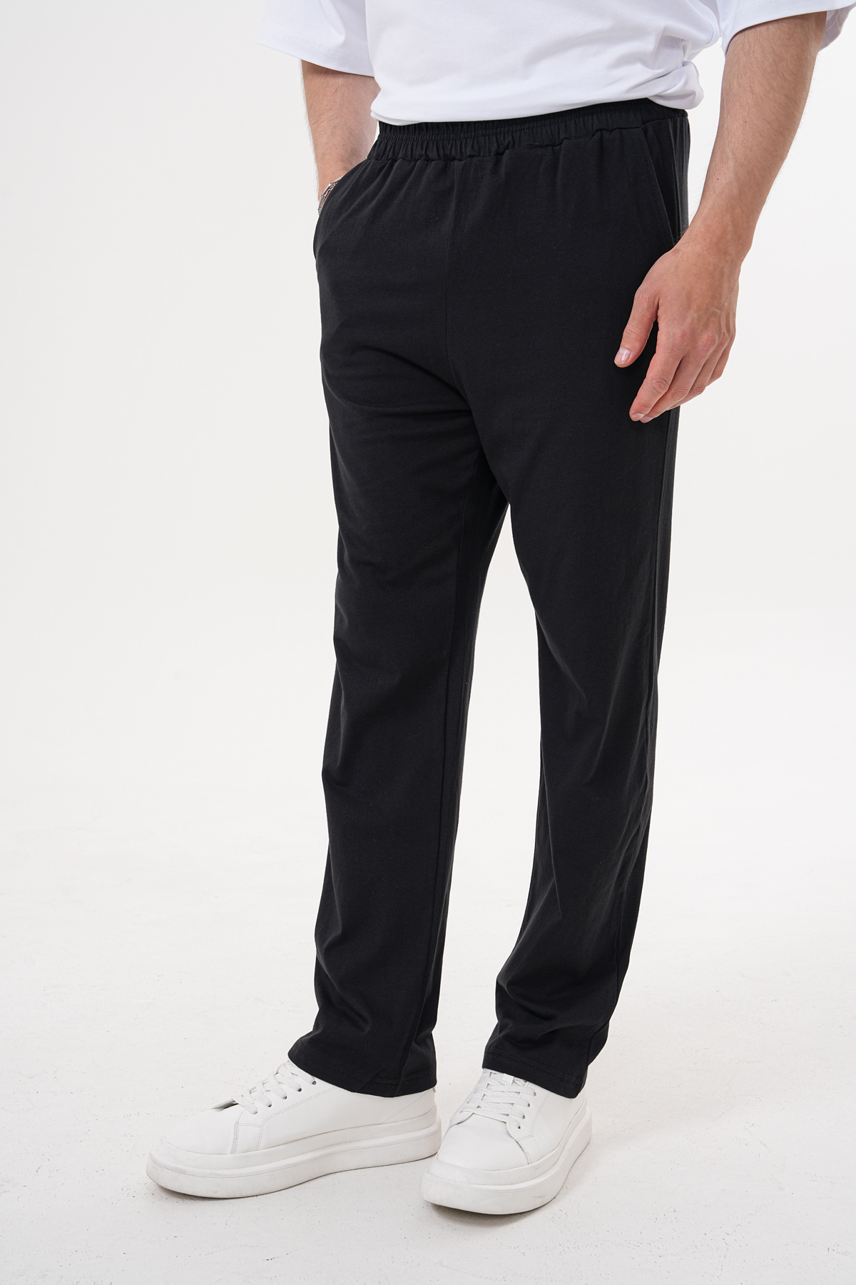 Arvin  Erkek Regular Fit Cepli Yumuşak Dokulu Comfort Siyah Yazlık Pijama Altı Eşofman