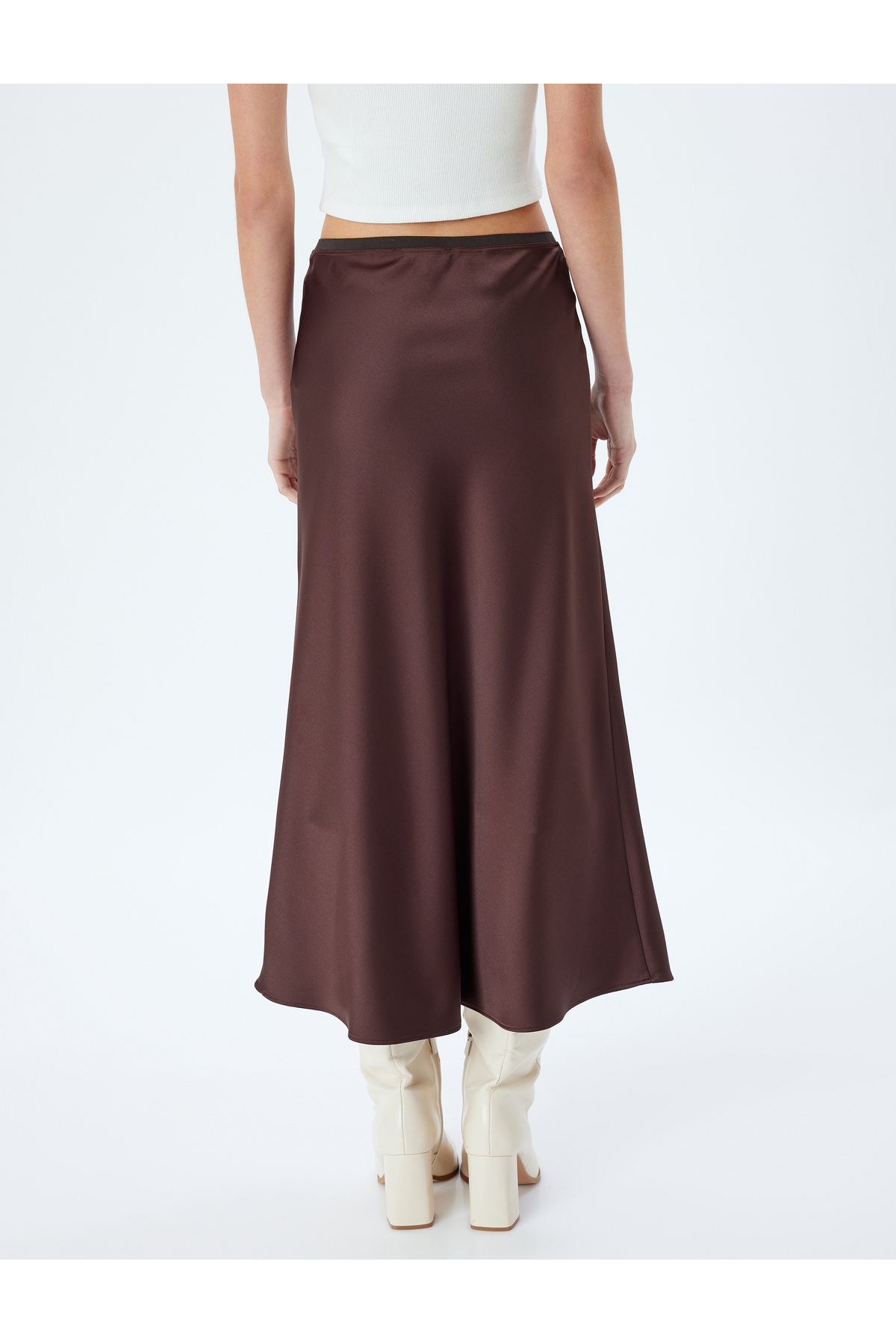 Koton  Midi Boy Saten Etek A Kesim Slim Fit - Görsel 4