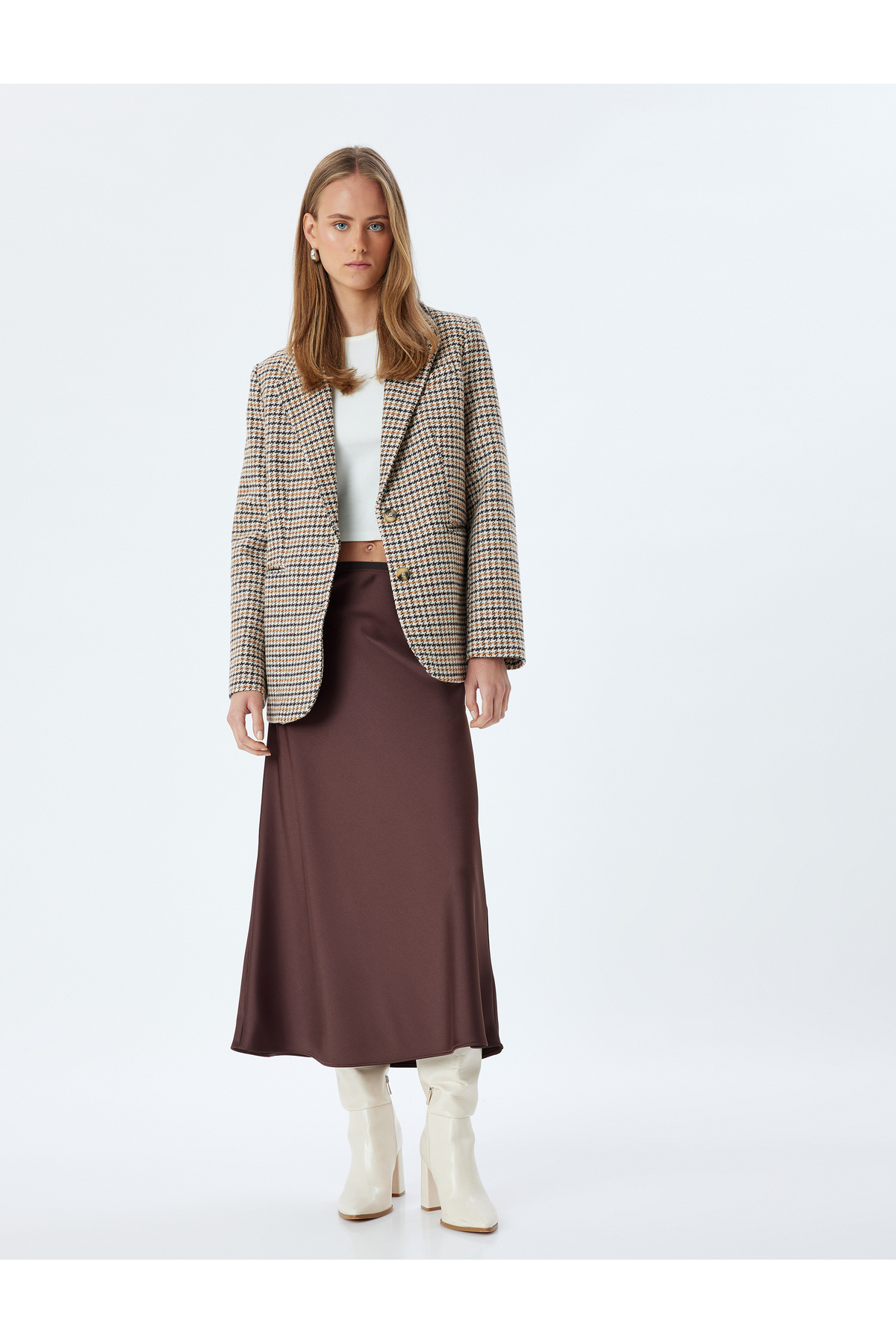 Koton  Midi Boy Saten Etek A Kesim Slim Fit - Görsel 2