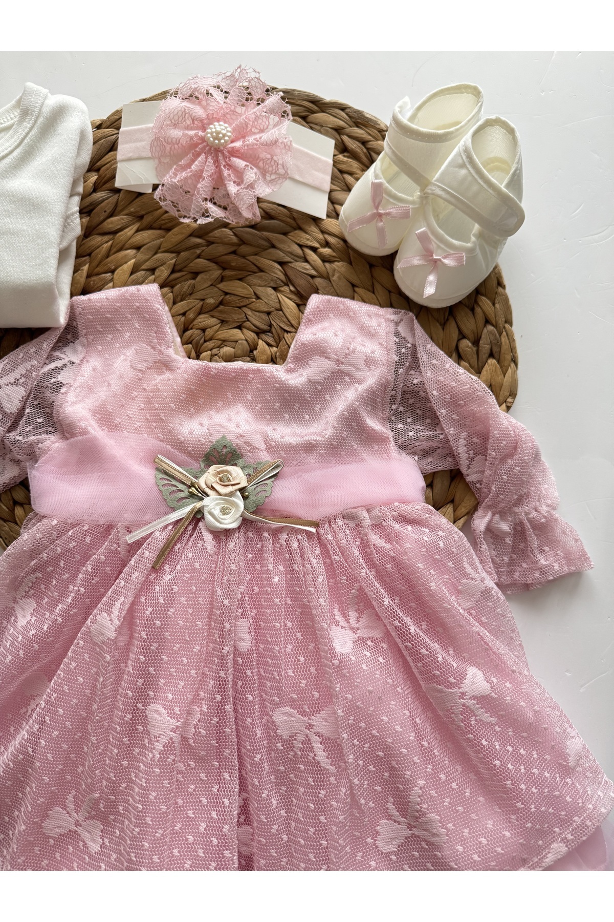 PİLEKİ BABY ( 4 Parça ) 0 3 Ay Yenidoğan Bebek Mevlüt Elbisesi Bayramlık Düğün Özel Gün Elbisesi fotoğrafı 6 (önizleme)