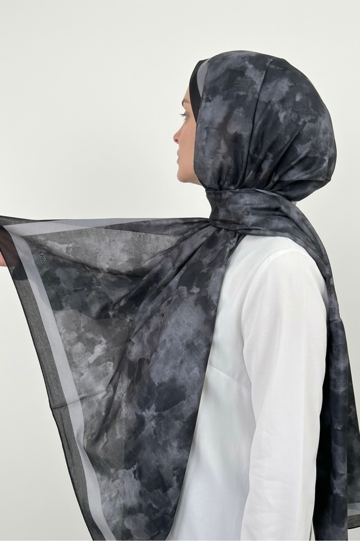 ESSLERA  Bulut Desen Siyah Soft Şal - Kayma Yapmaz - Premium Şal - Görsel 3