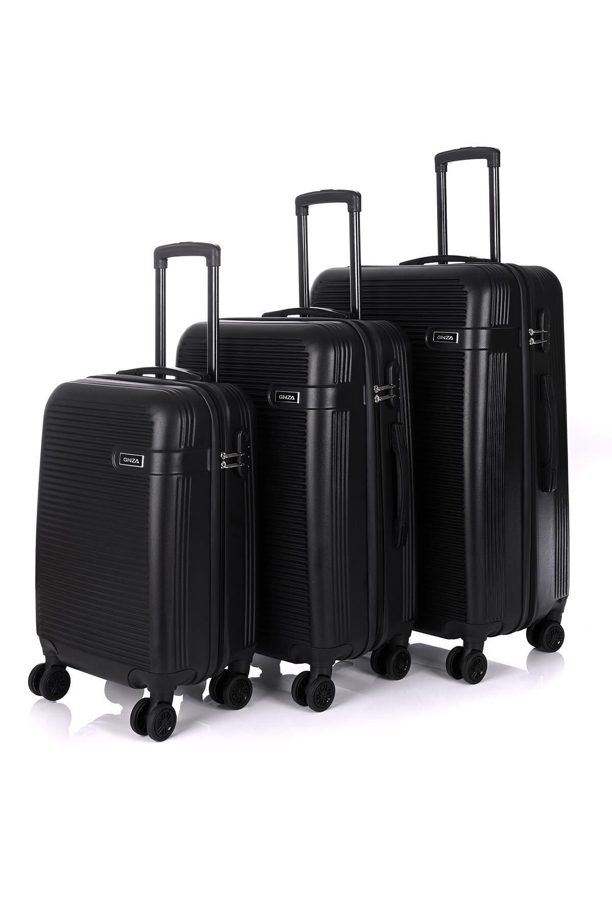 DERİEND  3000 Unisex 3'lü Valiz Seti Siyah - Görsel 4