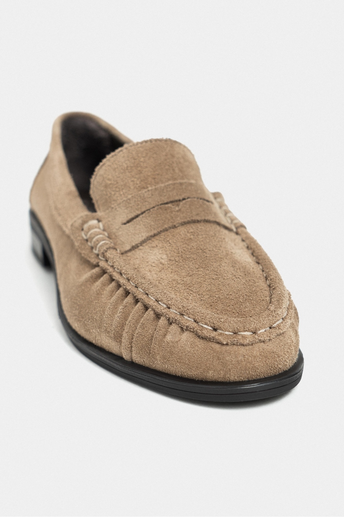 NİŞANTAŞI SHOES  Naty Rome Bej Süet Hakiki Deri Kadın Loafer Ayakkabı - Görsel 7