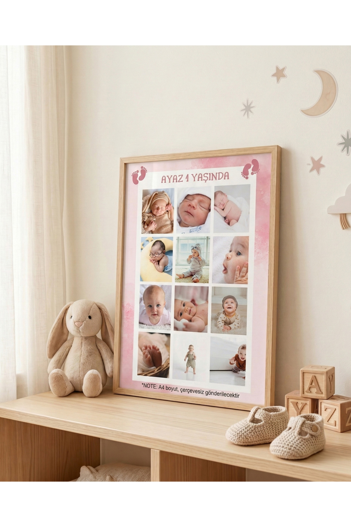 Atelier Baskı Kişiye Özel 1 Yaş Bebek Anı Panosu Fotoğraf Baskı (A4 Çerçevesiz) fotoğrafı 2 (önizleme)