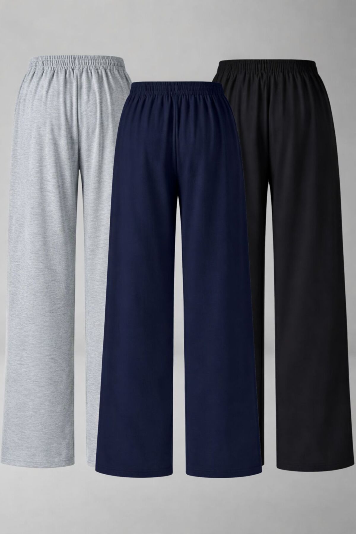 TONFİX LİFE  ÜÇ ADET SİYAH GRİ LACİVERT RAHAT GİYİM EŞOFMAN ALTI EKONOMİK PAKET - Görsel 2