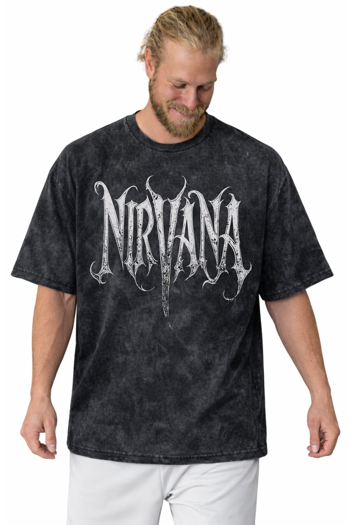 SEVBANO Nirvana Rock Metal Müzik Grubu Baskılı Unisex Oversize