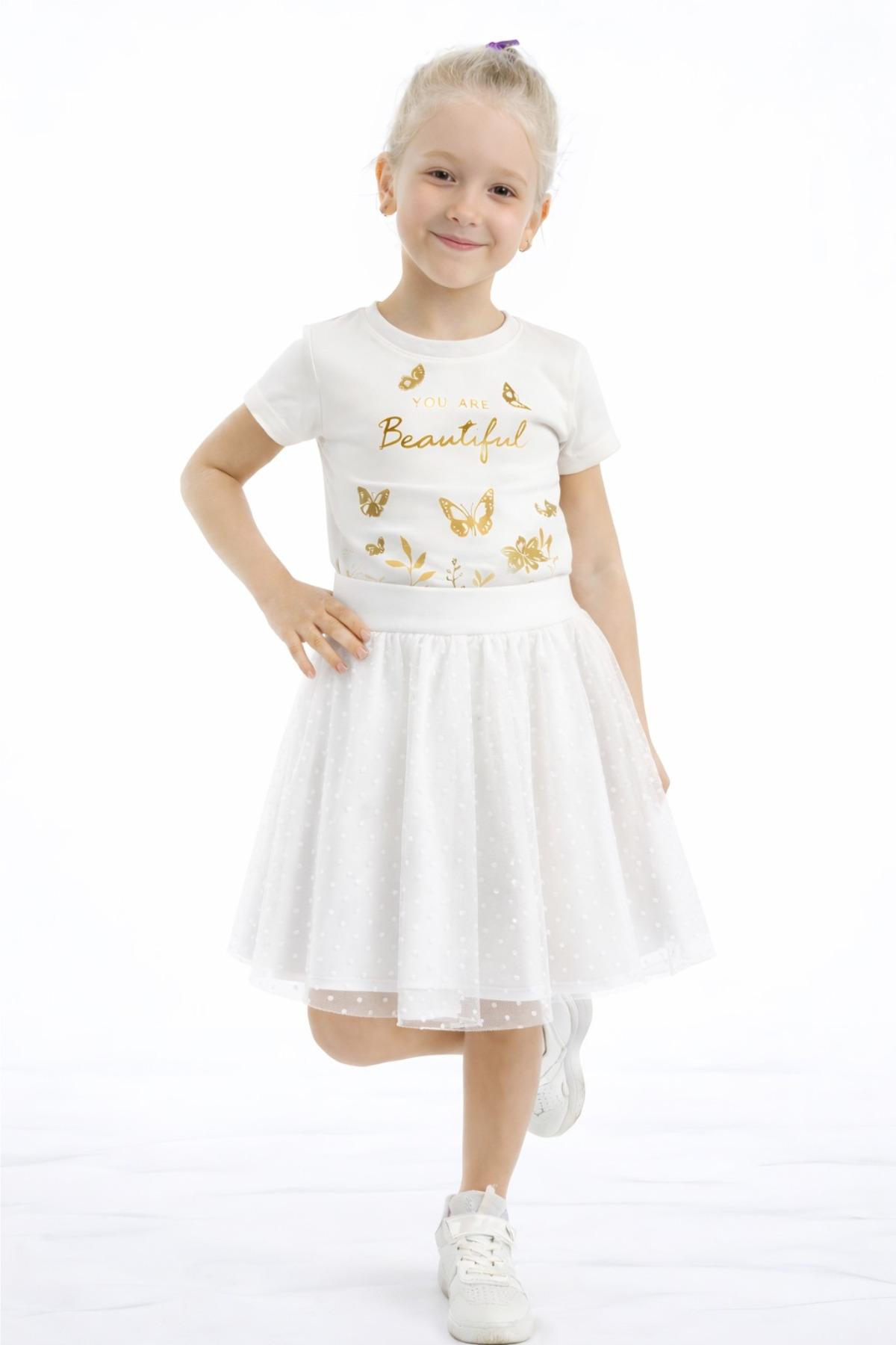 FESSHERA KİDS  Kız Çocuk Etek Beli Lastikli Pamuklu ve Astarlı Tül Etek