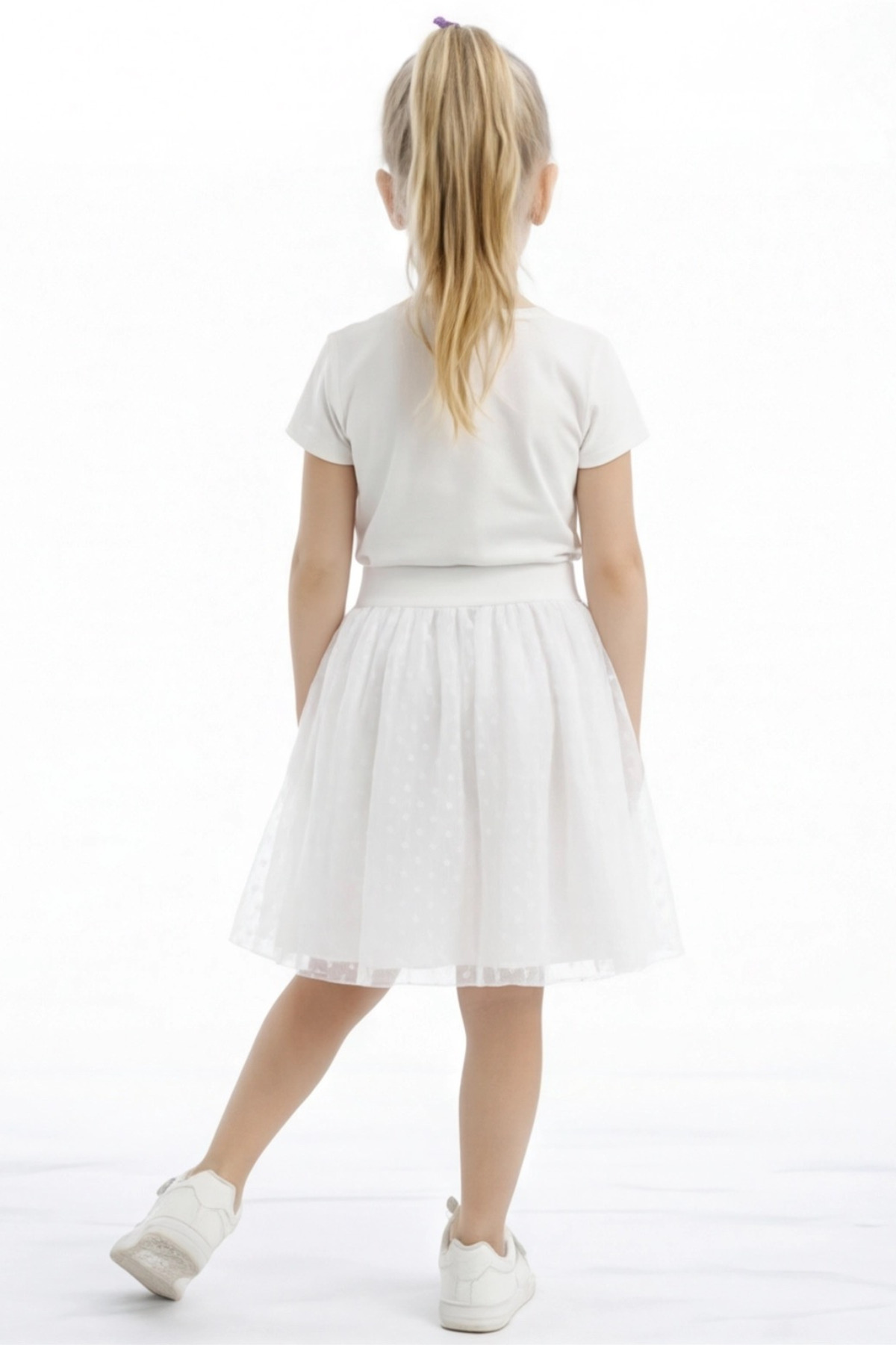 FESSHERA KİDS  Kız Çocuk Etek Beli Lastikli Pamuklu ve Astarlı Tül Etek - Görsel 3