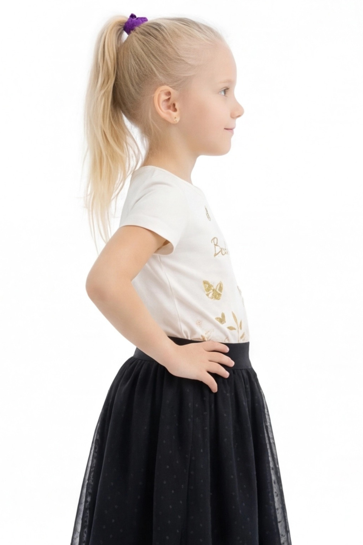 FESSHERA KİDS  Kız Çocuk Etek Beli Lastikli Pamuklu ve Astarlı Tül Etek - Görsel 7