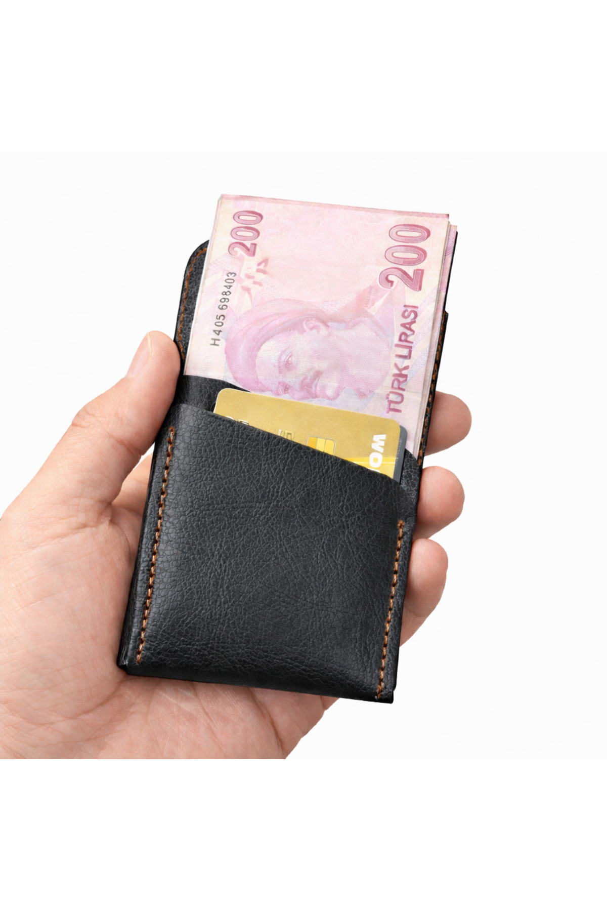 Bakani Leather  El Yapımı Hakiki Deri Erkek Cüzdan – Çıtçıtlı Minimal Tasarım Kartlık Para Bölmeli - Görsel 5