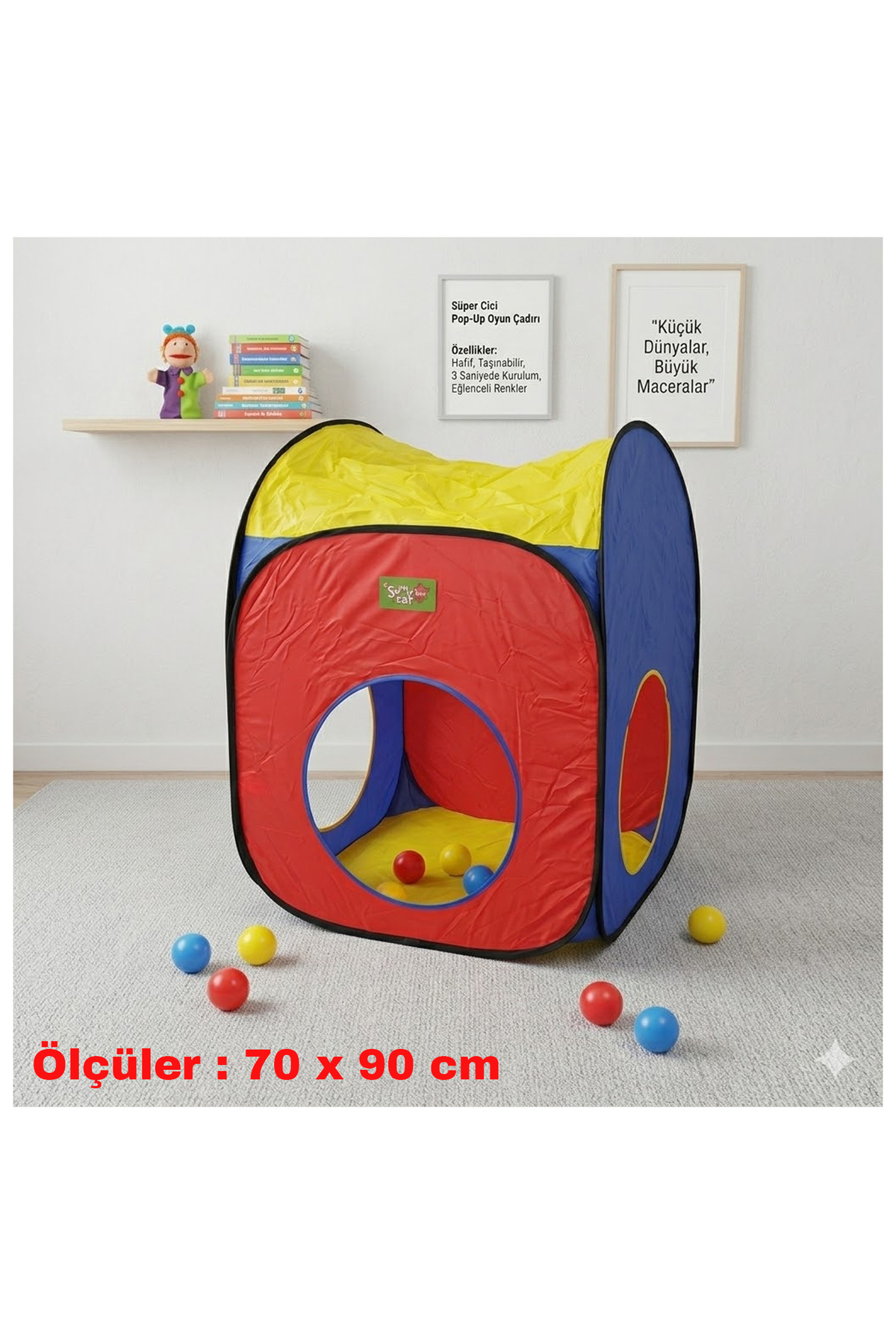 direkstoktan Çocuklar İçin Katlanabilir Pop-Up Oyun Evi Çadırı Atkur 70x90 cm - House Play Tent Indoor/Outdoor fotoğrafı 3 (önizleme)