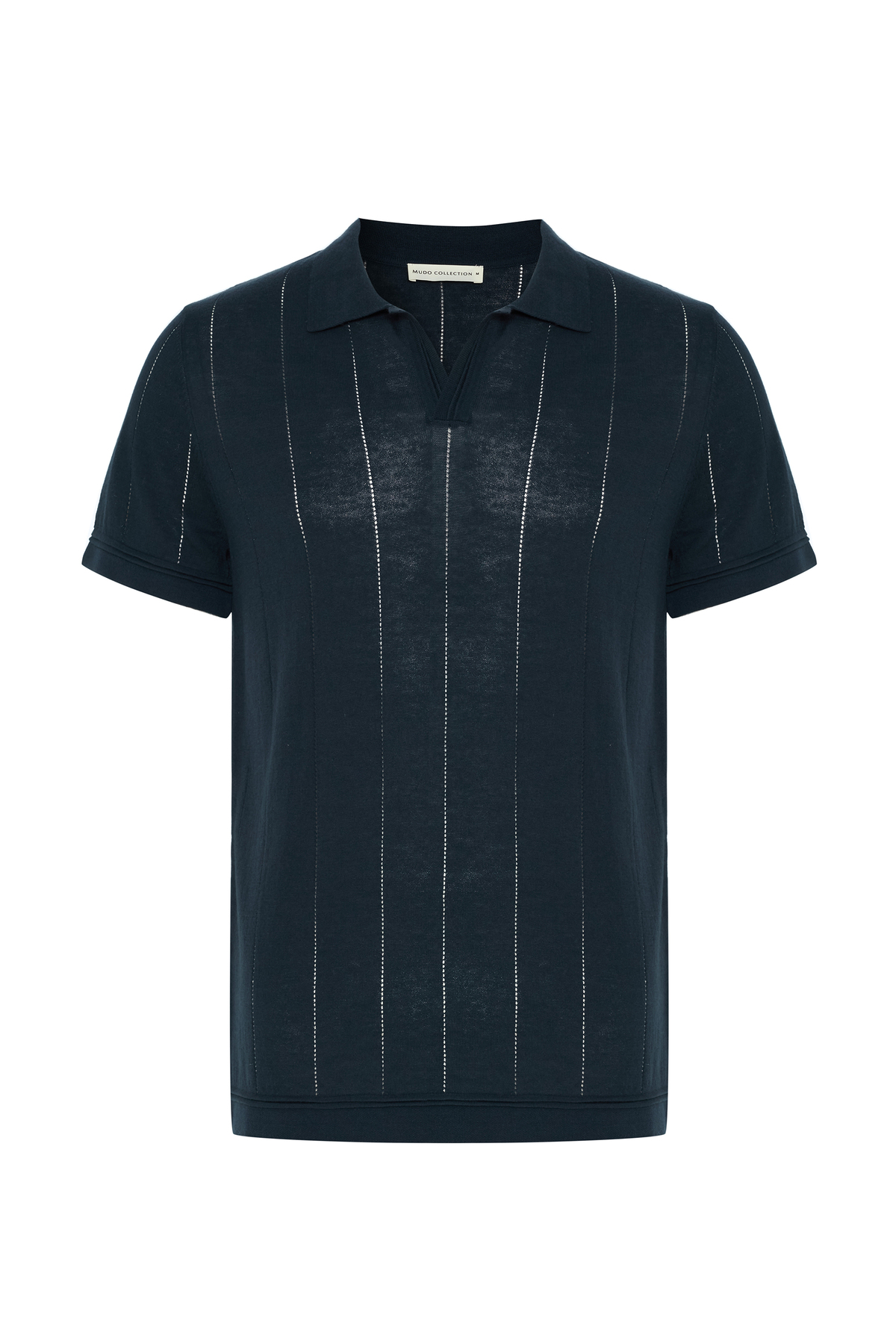 Mudo Men's Navy Blue Polo Neck Short Sleeve Sweater- Trendyol