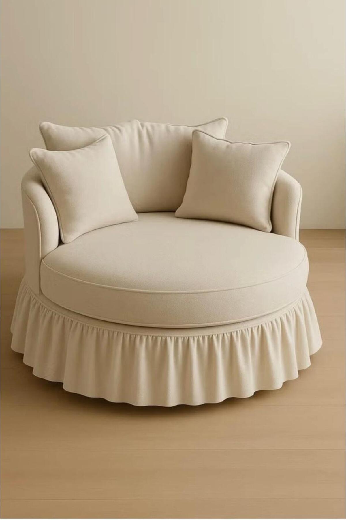 Darif كرسي لاونج مودرن, دائري الخشب سويدي