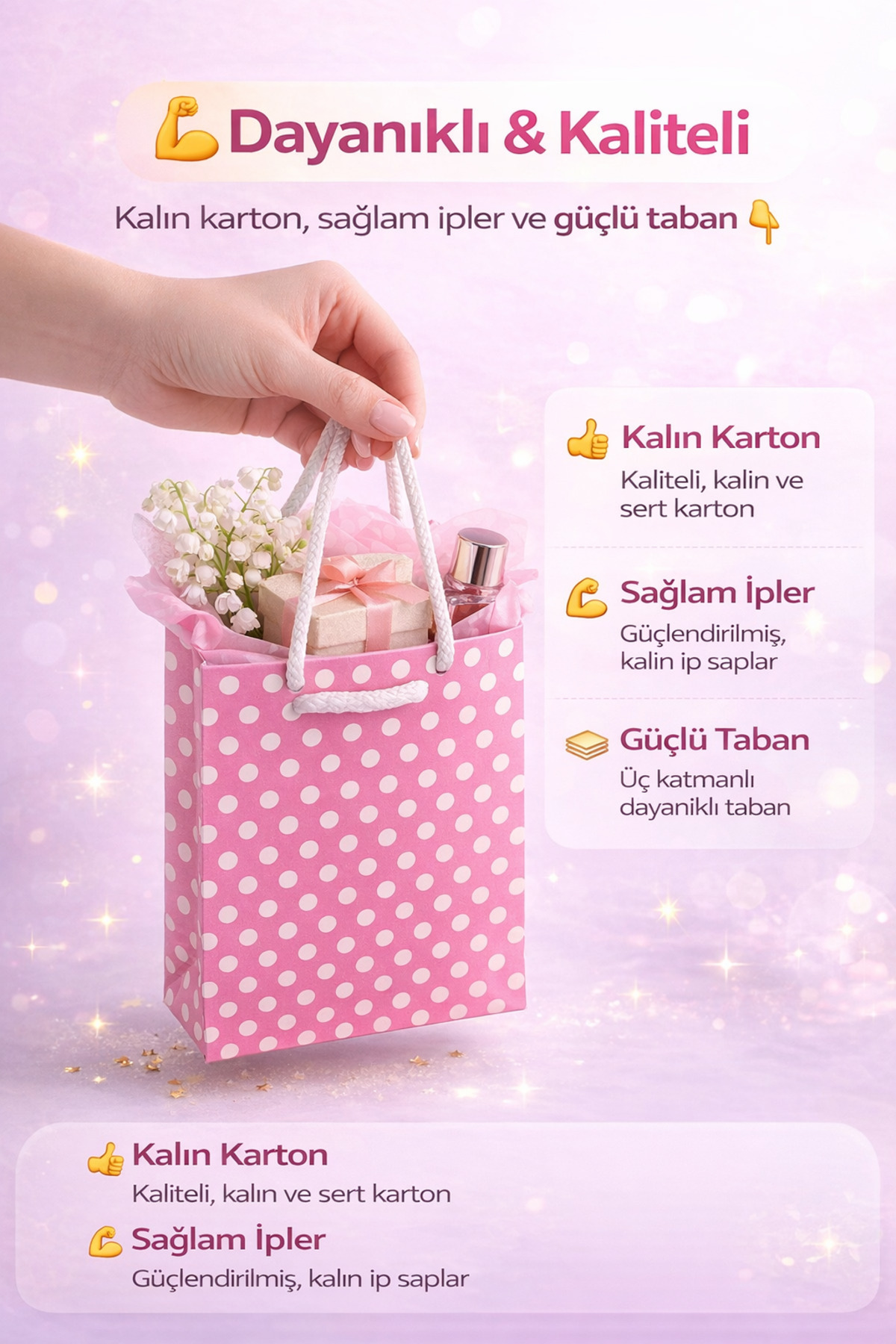 Owersea Hediye Çantası 12x17 cm Pembe Puantiyeli Karton Hediye Poşeti Doğum Günü Parti Hediyelik Çantası 3 fotoğrafı 2 (önizleme)
