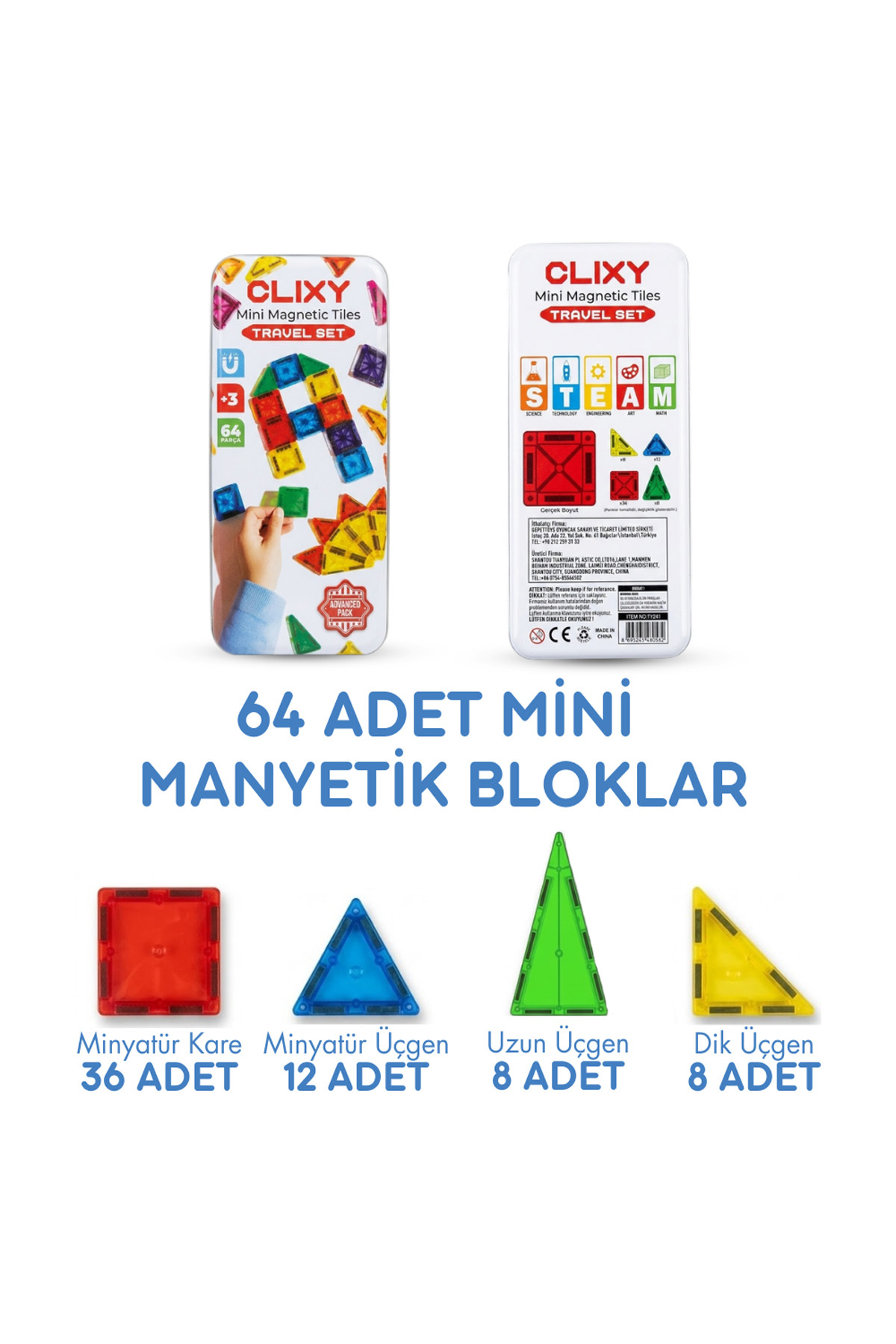CLIXY Mini Manyetik Bloklar 64 Parça Travel Set fotoğrafı 2 (önizleme)