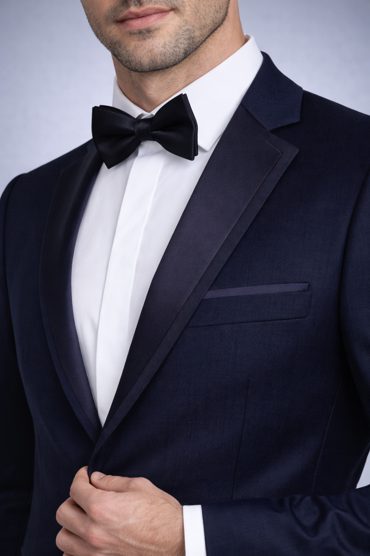 Erkek Slim Fit Damatlık Takım Elbise – Düğün İçin Özel Tasarım — سرمه‌ای 02-C2 — تصویر 2 از 5